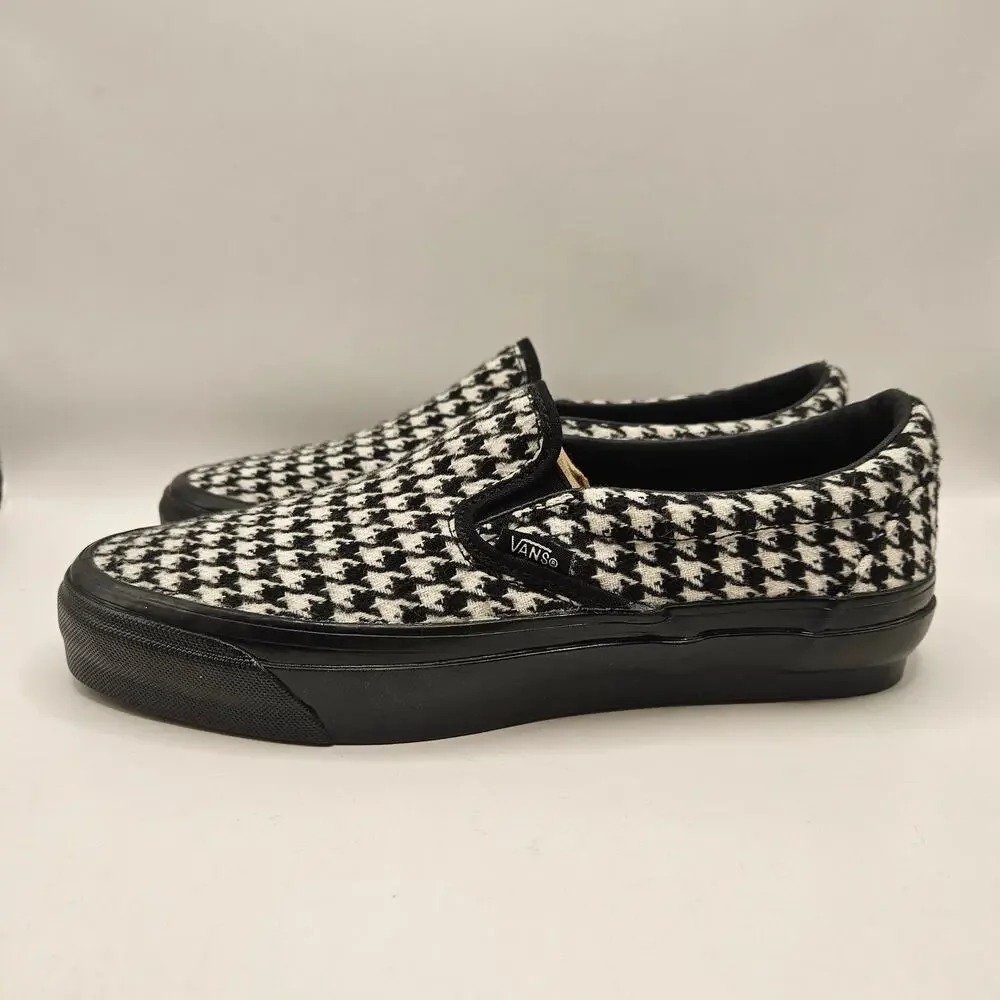 VANS MEN'S 7 LX CLASSIC 98 SLIP-ON HOUNDSTOOTH BLACK WHITE NWOB